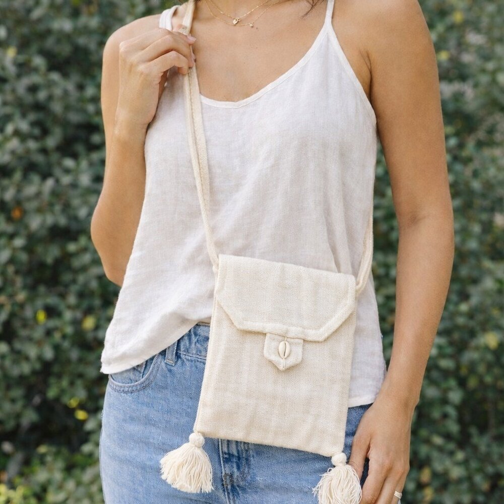 Maam Samba Natural Cotton Tassel Bag  Handwoven